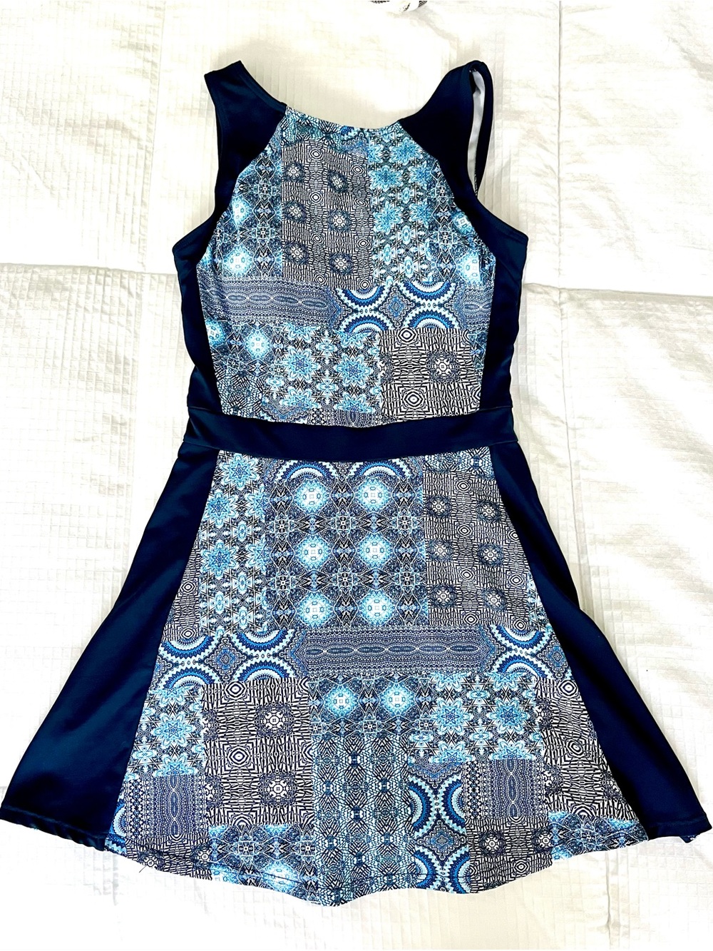 New Sunseeker Women's Blue Patterned A-Line Swim Dress, 4